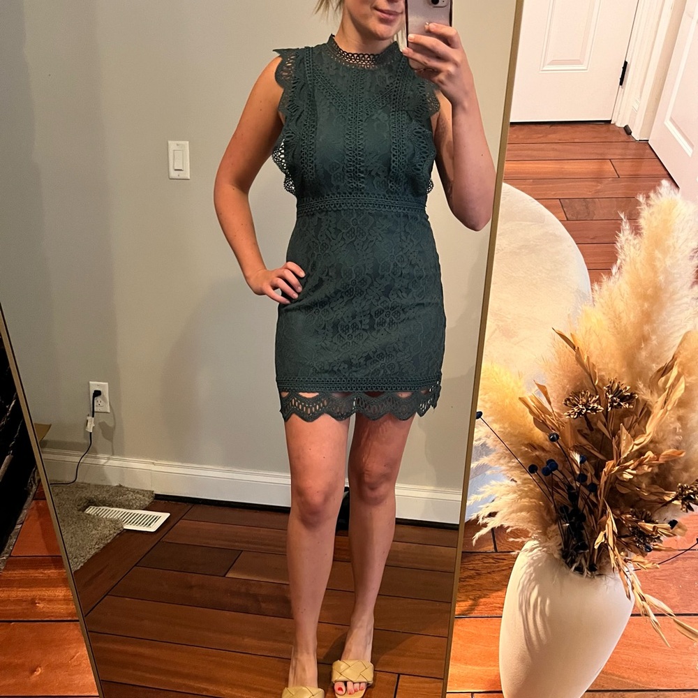 Lulu's Green Lace Mini Dress